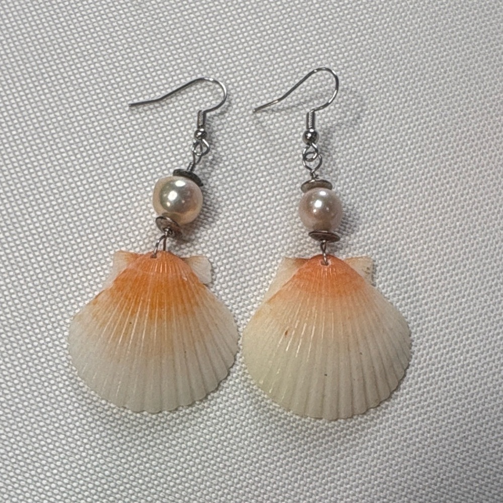 Elegant Shell and Pearl Drop Earrings